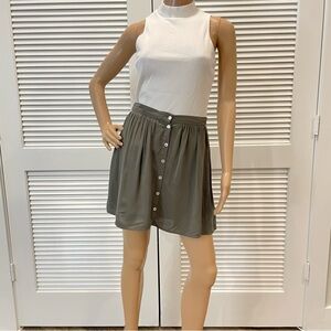 Olive green button up a-line mini skirt